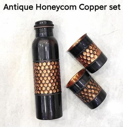 Copper Bottle And Glass Gift Set