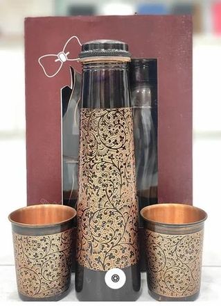 Copper Water Bottle Gift Set